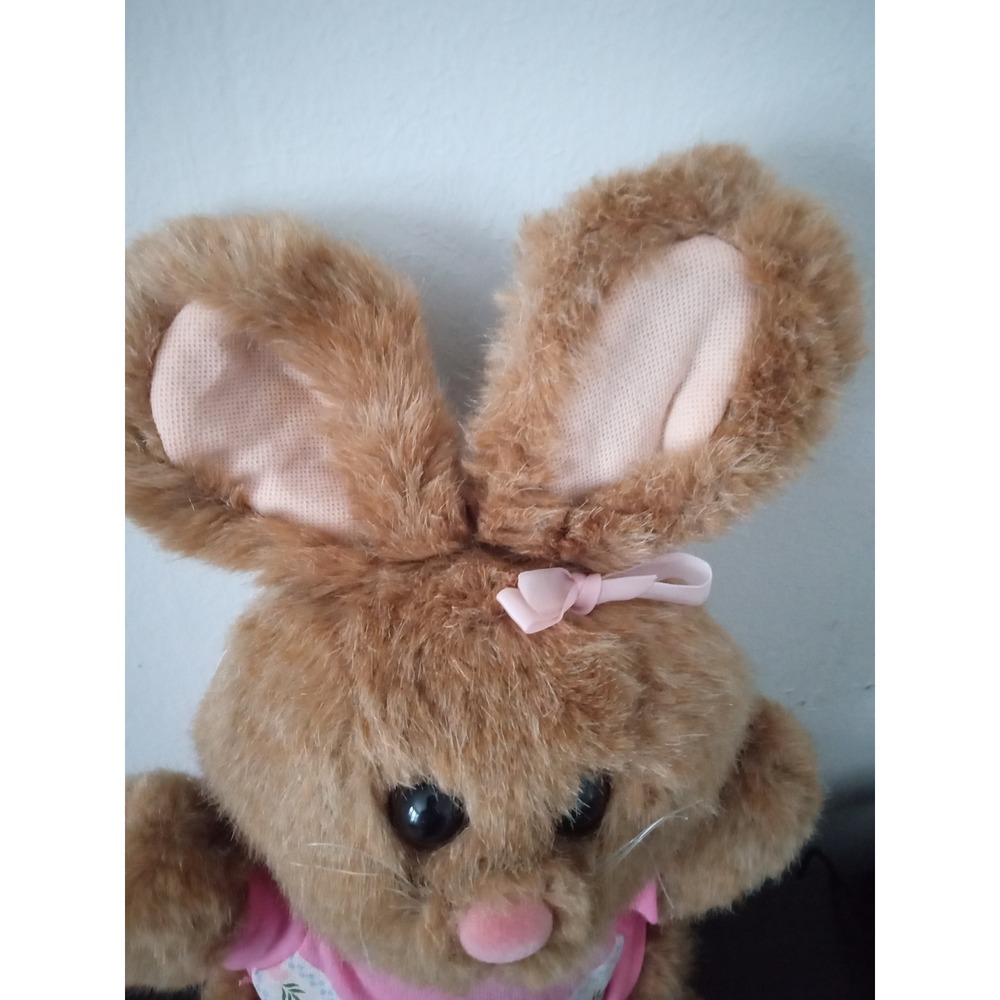 Vintage 1988 Fairview Industrial Corp Plush Bunny Rabbit Brown Pink Shirt Bow - Picture 3 of 10